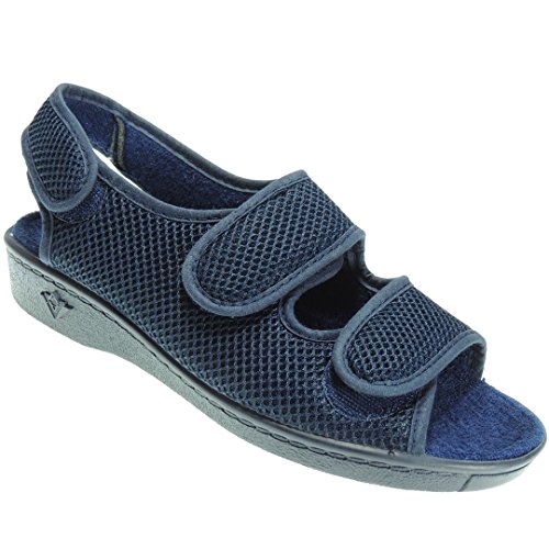 ALBEROLA 66750 Zapatilla Rejilla Nailon Punta Abierta Verano Forro Toalla Velcros para Mujer Azul Talla 40