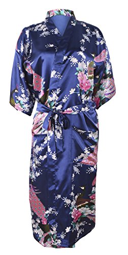 Albornoz Mujer Largo Pava de Satén Camisón Sexy Kimono Vestido