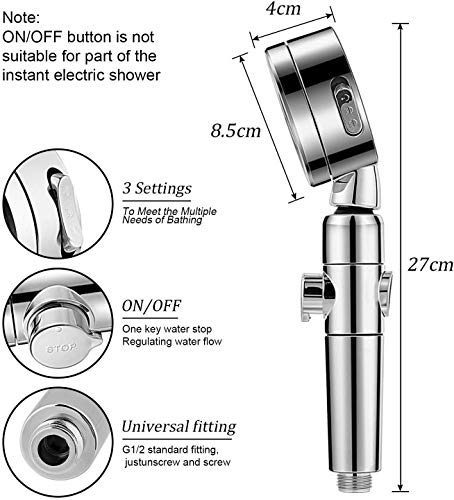 Alcachofa Ducha, Zorara Alcachofa de Ducha, Cabezal de Ducha Alta Presion, Ducha de Mano Con Interruptor De Pausa 3 Modos Ahorro De Agua, Telefono Ducha Giratorio De 360 ° Portátil para Spa
