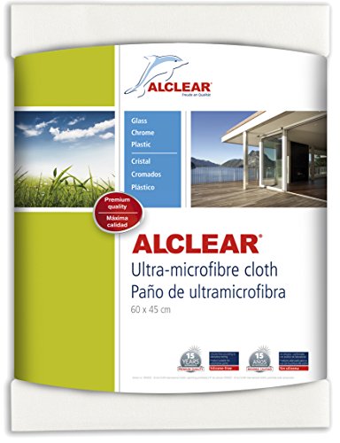 ALCLEAR 950002 Gamuza para ventanas de microfibra - para limpiar el coche, el hogar, ventanas y cromados, 60x45 cm, blanco