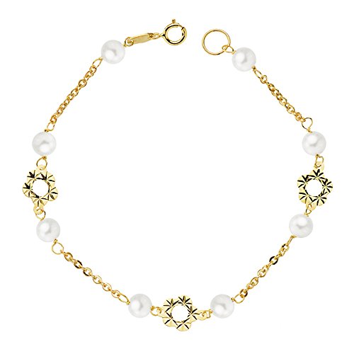 Alda Joyeros Pulsera Lulu Oro 18K Perlas y Flores - 1ª comunión