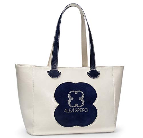 Alea Spero, Bolso mujer de piel natural, Almati Strass, Fabricado en España (Hielo)