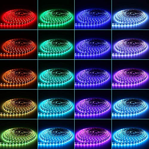 ALED LIGHT 10M 5050 RGB 600 LED Luces de Tira Cambiantes de Color con 44K Mando a Distancia IR + Adaptador de Corriente de 24V 3.5A para El Hogar y La cocina Iluminación Decorativa