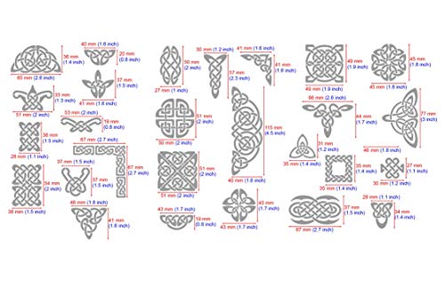 Aleks Melnyk #37 Plantillas Stencils de Metal para estarcir/Nudo Celta, Geometricos/para Arte Manualidades y decoración/Plantillas para Estarcidos/para Pintar con Aerógrafo/3 piezas/Bricolaje, DIY