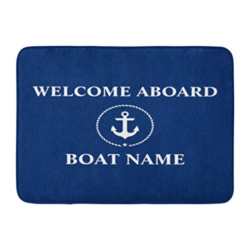 Alfombras personalizadas Náutico Bienvenido Cuerda de anclaje Nombre del barco Tapetes de las puertas del hogar Tapete de entrada Alfombra del piso Interior / Exterior / Puerta frontal / Alfombras de