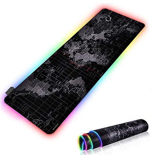 Alfombrilla de ratón Grande, Alfombrilla de ratón para Juegos, Superficie de Goma Antideslizante Impermeable - YISK (Mundo RGB)