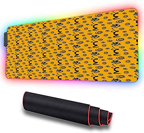 Alfombrilla de ratón grande, silueta de una mujer tocando Mu extendida de gran tamaño con LED brillante, base de goma antideslizante, alfombrilla para teclado de computadora, 900x400x30mm