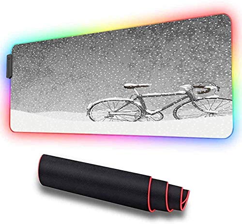 Alfombrilla de ratón suave RGB para juegos grande, bicicleta cubierta con nieve fría, alfombrilla de ratón LED suave extendida grande con 9 modos de iluminación 2 niveles de brillo