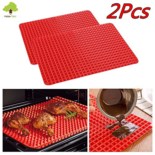 Alfombrilla de silicona para cocinar, antiadherente, reductora de grasa, con superficie piramidal, para bandejas de horno, silicona, 2 unidades