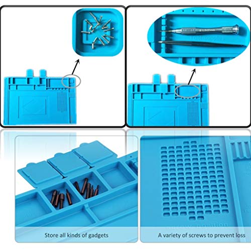 Alfombrilla de soldadura, 500 ℃ Resistente al calor, alfombrilla de reparación de silicona para soldar ensambles electrónicos o reparación de electrónica y placas de circuitos