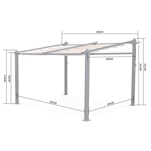 Alice's Garden - Pergola de Pared, Aluminio, Ecru, 3x4m, Murum