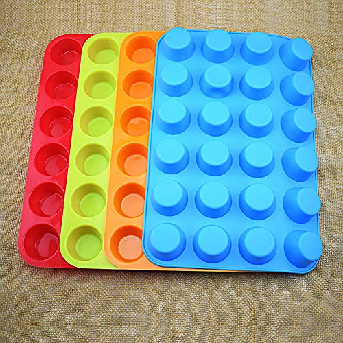 Alimagic Pastel Silicona Molde, Mini Molde de Silicona, Molde de Silicona 12 Engrosado Integrado Molde de jabón Redondo Muffin Cup Jelly Pudding Horno Molde para Hornear Pastel DIY (Azul)