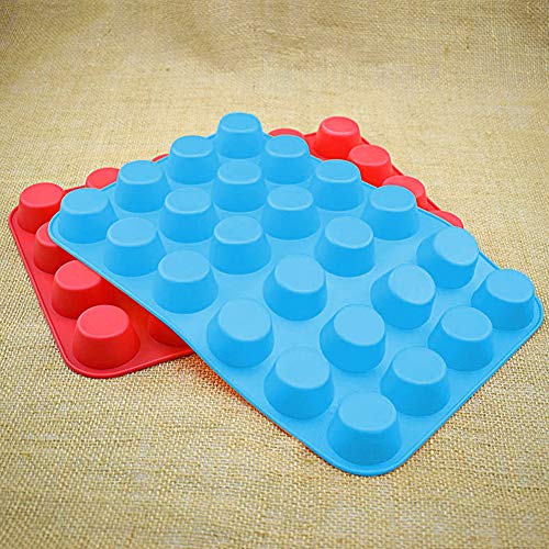 Alimagic Pastel Silicona Molde, Mini Molde de Silicona, Molde de Silicona 12 Engrosado Integrado Molde de jabón Redondo Muffin Cup Jelly Pudding Horno Molde para Hornear Pastel DIY (Azul)