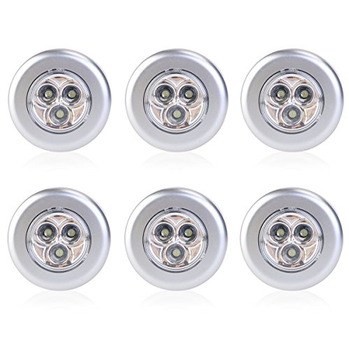 Alimentadas por batería de 6pcs inalámbrica clic Stick-empuje 3-LED lámpara de luz (luz blanca)