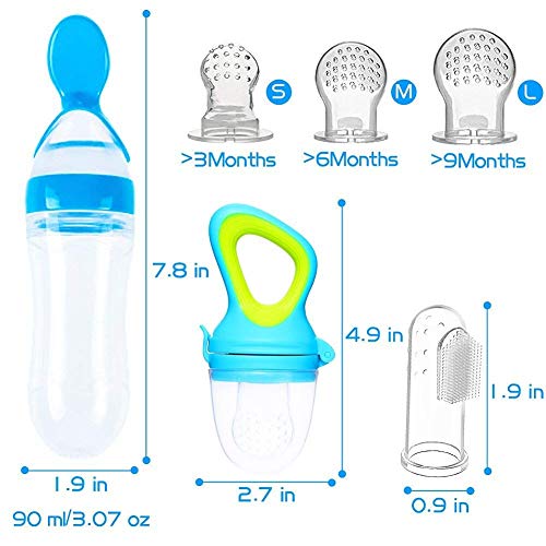 Alimentador de Fruta Para bebé, Cuchara Dispensadora de Comida Infantil, Cepillo de Dedo para bebé, Funda de Silicona de repuesto