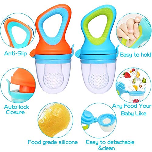 Alimentador de Fruta Para bebé, Cuchara Dispensadora de Comida Infantil, Cepillo de Dedo para bebé, Funda de Silicona de repuesto