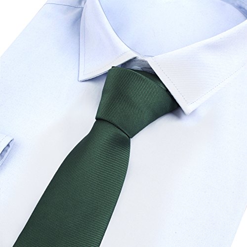 Alizeal Lisa–Corbata Estrecha para Hombre Verde Oscuro