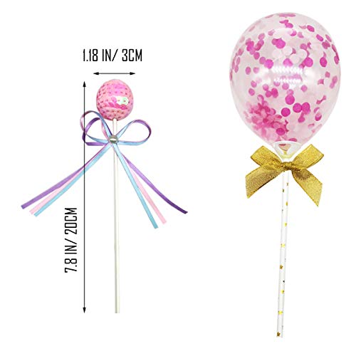 Allazone Topper Tarta Cumpleaños Decoración de Pasteles, 1 Pz Topper de Pastel de Cisne, 1 Pz Rosa Globo de Confeti, 3 Pz Estrella, 1 Pz Lollipop para Fiesta de Cumpleaños de Niña, Baby Shower