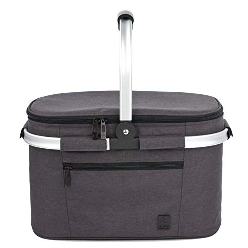 ALLCAMP Bolsa Refrigeradora Aislada Grande de 22L Cesta Picnic Familia aislada Cesta de Picnic,Bolsa térmica Grande Negro