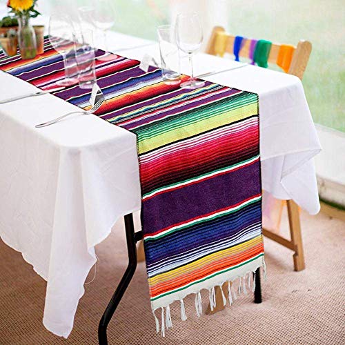 AllGoodWare 4 Paquetes de Caminos de Mesa de Serape Mexicano, Manta Colorida a Rayas para decoración de Bodas y Fiestas