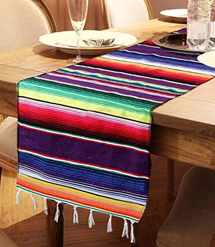 AllGoodWare 4 Paquetes de Caminos de Mesa de Serape Mexicano, Manta Colorida a Rayas para decoración de Bodas y Fiestas