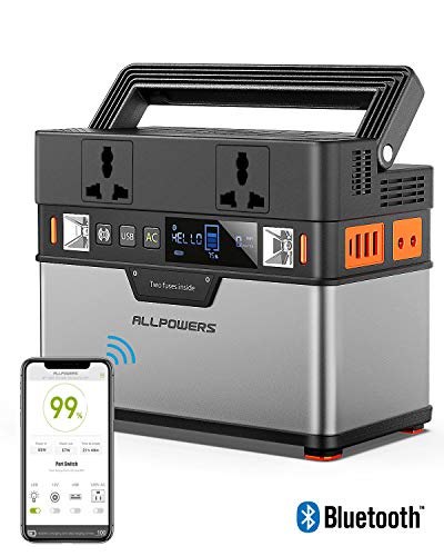 ALLPOWERS - Fuerza portátil (372 Wh, 100500 mAh, generador solar opcional, suministro de energía de emergencia con inversor DC/AC, salida de radio, para camping, uso doméstico)