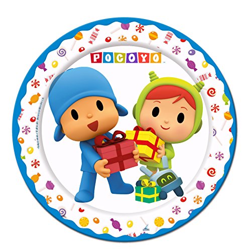 ALMACENESADAN 0492, Pack Desechables Pocoyo y Nina para Fiestas y cumpleaños; 8 Platos 23 cm, 8 Vasos, 20 servilletas