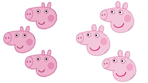 ALMACENESADAN 0914; Pack 6 caretas Peppa Pig; Ideal para Fiestas y cumpleaños; Producto de cartón