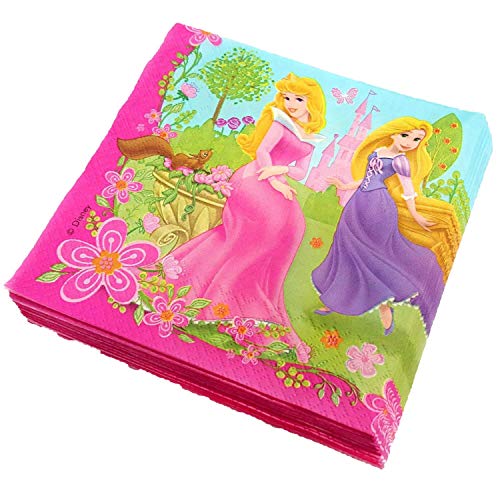 ALMACENESADAN 2608; Pack cumpleaños Disney Princesas; Compuesto por 20 Vasos y 20 servilletas; Ideal para Fiestas y cumpleaños