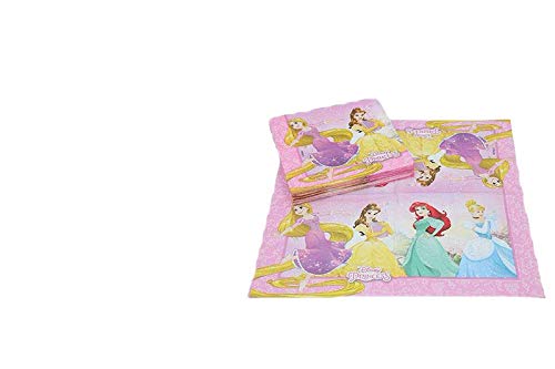 ALMACENESADAN 2689; Pack 20 servilletas de Papel Disney Princesas ; Producto de Papel; Ideal para Fiestas y cumpleaños; Dimensiones doblada en 4 (16,5x16,5 cm)