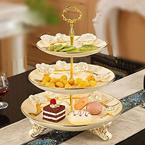 ALONGB 3 Tier Crown Cake Plate Stand Handle Cake Stand Fittings Wedding Party Accessories (5 Piezas) (Dorado)