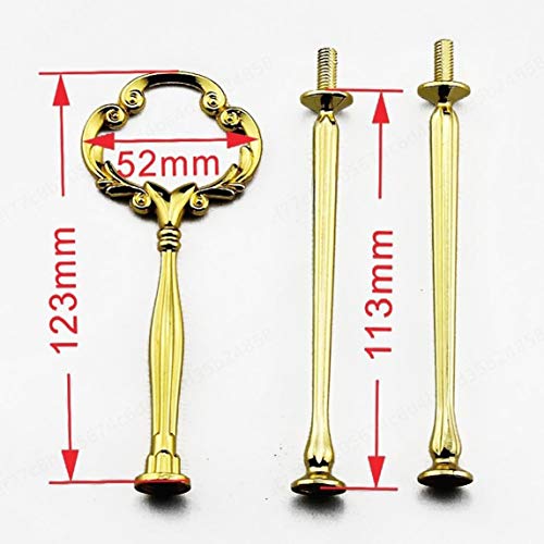 ALONGB 3 Tier Crown Cake Plate Stand Handle Cake Stand Fittings Wedding Party Accessories (5 Piezas) (Dorado)