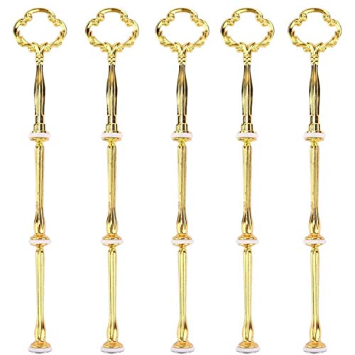 ALONGB 3 Tier Crown Cake Plate Stand Handle Cake Stand Fittings Wedding Party Accessories (5 Piezas) (Dorado)