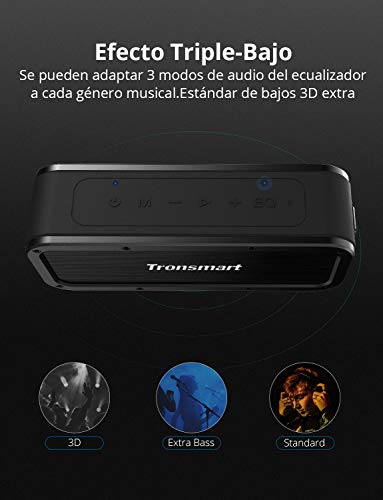 Altavoz Bluetooth Potente, Tronsmart Force 40W Altavoz inalámbrico Portátil, Waterproof IPX7, Efecto de Triple Bajo, Doble Driver, 15 Hora de Reproducción, TWS/NFC, Asistente de Voz para Viaje, Fiesta