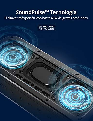 Altavoz Bluetooth Potente, Tronsmart Force 40W Altavoz inalámbrico Portátil, Waterproof IPX7, Efecto de Triple Bajo, Doble Driver, 15 Hora de Reproducción, TWS/NFC, Asistente de Voz para Viaje, Fiesta