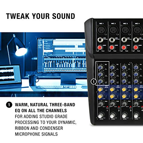 Alto Professional ZMX122FX - Mesa de mezclas compacta de 8 canales con efectos incorporados, cuatro entradas de micrófono XLR y dos entradas estéreo