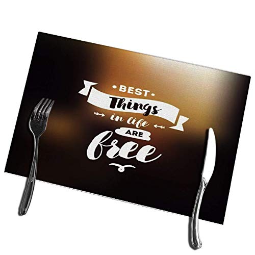 Alvahw Manteles Individuales para Mesa de Comedor Juego de 4 Mejores s en la Vida Son Gratis Cita inspiradora Motivación Invitación Greetin Manteles Individuales de Mesa