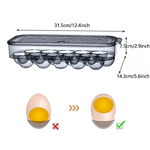 AMACOAM Hueveras para Frigorifico Hueveras de Plastico Huevera Nevera Apilable Porta 16 Huevos con Tapa Negro Transparente Almacenaje Nevera Accesorios para Guardar Refrigeradores