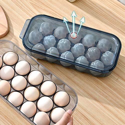 AMACOAM Hueveras para Frigorifico Hueveras de Plastico Huevera Nevera Apilable Porta 16 Huevos con Tapa Negro Transparente Almacenaje Nevera Accesorios para Guardar Refrigeradores