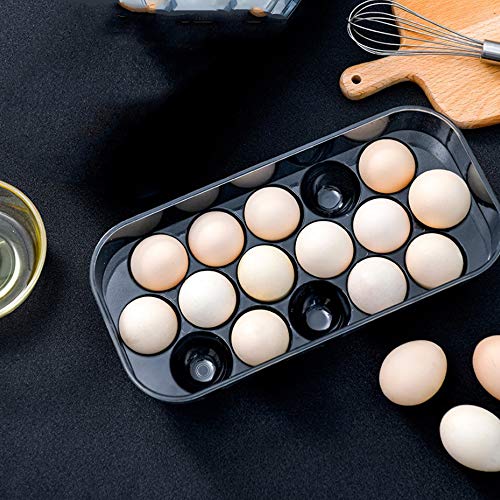 AMACOAM Hueveras para Frigorifico Hueveras de Plastico Huevera Nevera Apilable Porta 16 Huevos con Tapa Negro Transparente Almacenaje Nevera Accesorios para Guardar Refrigeradores