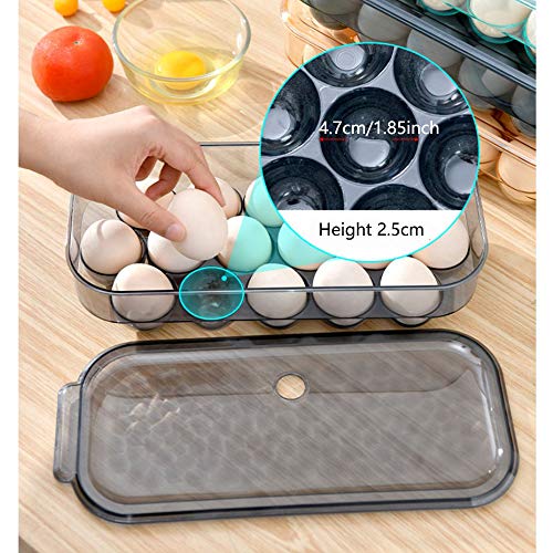 AMACOAM Hueveras para Frigorifico Hueveras de Plastico Huevera Nevera Apilable Porta 16 Huevos con Tapa Negro Transparente Almacenaje Nevera Accesorios para Guardar Refrigeradores