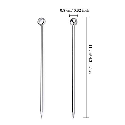 AMACOAM Palillos Coctel Acero Inoxidable Palillos para Aperitivos Palillos de Dientes Reutilizables 20 Piezas para Sándwiches Aceitunas Fruta Decoraciones de Fiestas o Bodas