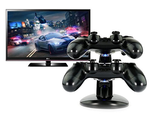 AMANKA Dual USB Dock Station Stand for Playstation 4 Sony PS4 Controller Black with LED light Indicators