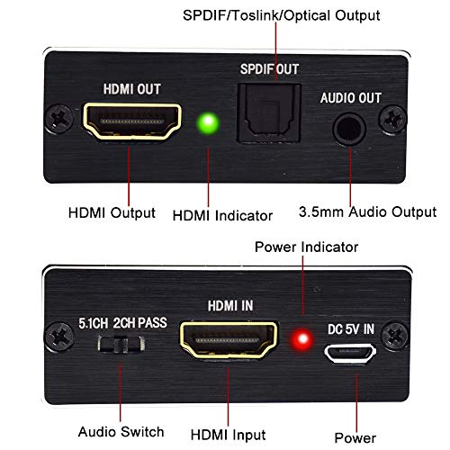 AMANKA HDMI Audio Extractor Ultra HD 4K x 2K HDMI a HDMI SPDIF/Toslink Óptico Salida de Audio de 3,5 mm para PS3 PS4 BLU-Ray DVD Xbox TV