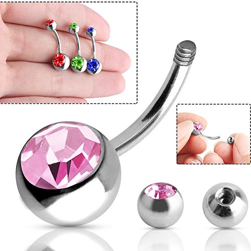 Amaza 20pcs piercing ombligo titanio brillante Joyería mujer (Multicolor)