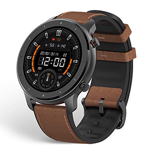 Amazfit GTR 47mm Reloj Inteligente Deportivo AMOLED de 1.39",GPS + GLONASS Integrado,Frecuencia cardíaca Continua de 24 Horas, Larga duración de batería,12 Deportes Diferentes - Acero Inoxidable