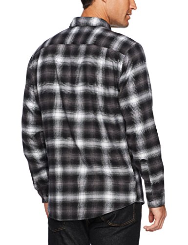 Amazon Essentials - Camisa de franela a cuadros de manga larga y ajuste regular para hombre, Negro (Black Ombre Plaid), US S (EU S)