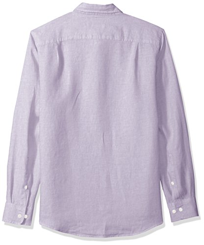 Amazon Essentials - Camisa de lino con manga larga, corte entallado y estampado para hombre, Morado (Lavender), US XXL (EU XXXL - 4XL)