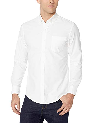 Amazon Essentials – Camisa Oxford de manga larga de corte entallado para hombre, Blanco (White Whi), US M (EU M)