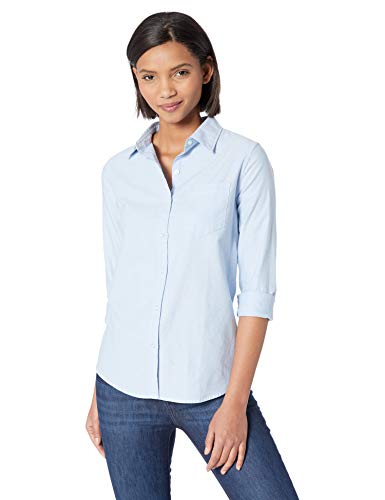 Amazon Essentials - Camisa Oxford de manga larga y corte clásico para mujer, Azul (Blue Blu), US M (EU M - L)